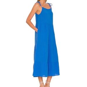 Rails Valeria Tiered guazed midi dress in Palace Blue